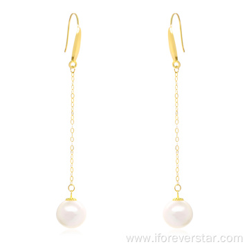 18K Gold Ear Jewelry Freshwater Drop Pearl Earrings